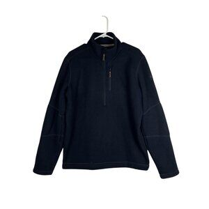 Smartwool Hudson Trail Fleece Half Zip Sweater Mens Large Navy Blue Wool Blend